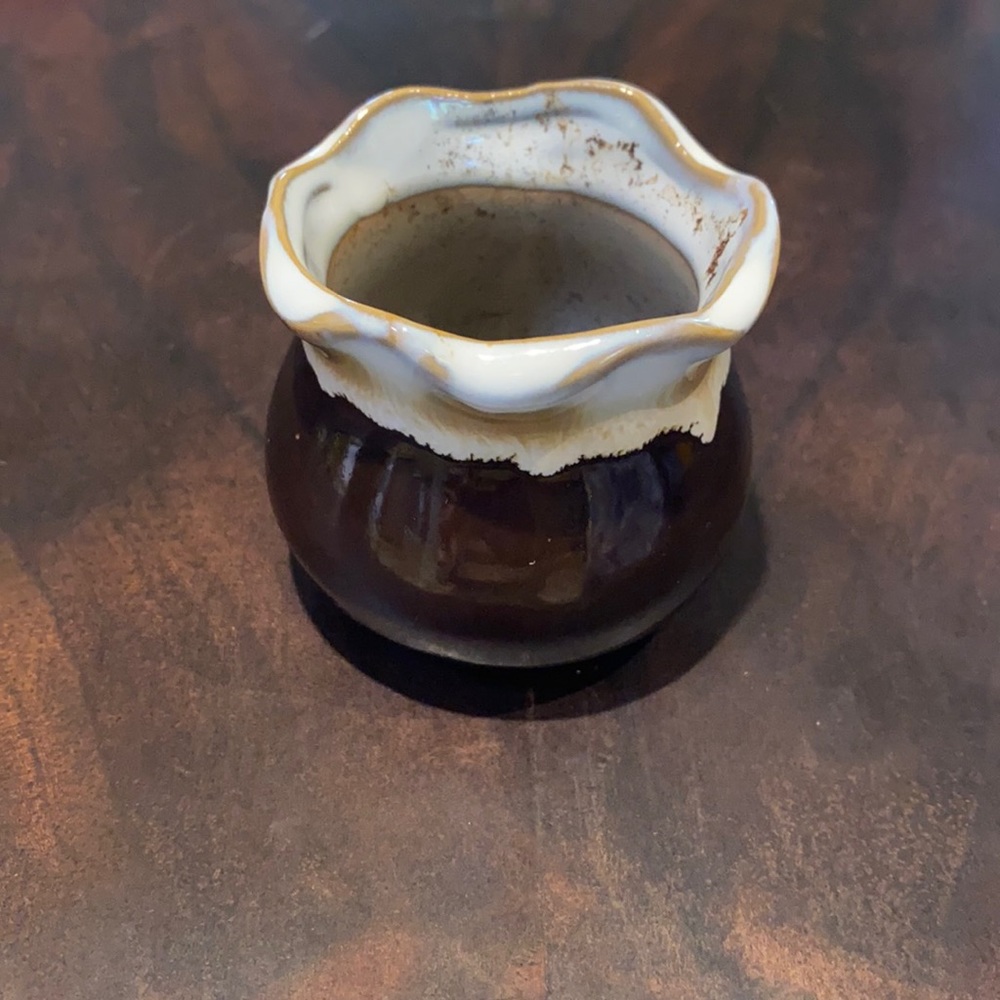 Tiny succulent pot with drip glaze